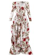 Matchesfashion.com Alexander Mcqueen - Poppy Print Cotton Poplin Gown - Womens - Ivory Multi