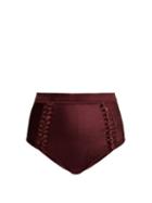 Matchesfashion.com Zimmermann - Button Detail Bikini Briefs - Womens - Burgundy