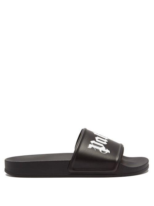 Palm Angels - Logo-patch Rubber Slides - Mens - Black White