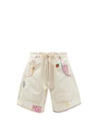 Matchesfashion.com La Fetiche - Jodie High-rise Embroidered Upcycled-denim Shorts - Womens - Cream