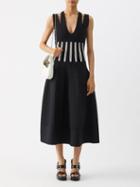 Alexander Mcqueen - Laddered Cutout Faille Dress - Womens - Black White