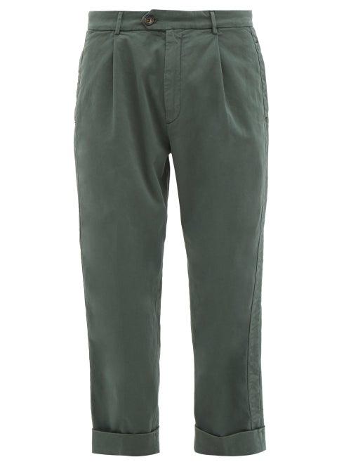 Matchesfashion.com J.w. Brine - Chelsea Turn Up Cuff Cotton Blend Trousers - Mens - Green