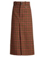 Matchesfashion.com Balenciaga - Wool Herringbone Checked Split Front Skirt - Womens - Brown Multi