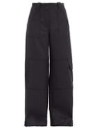 Matchesfashion.com Ganni - Cargo-pocket Wool-blend Wide-leg Trousers - Womens - Navy