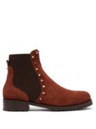 Matchesfashion.com Valentino - Rockstud Beatle Suede Chelsea Boots - Womens - Brown