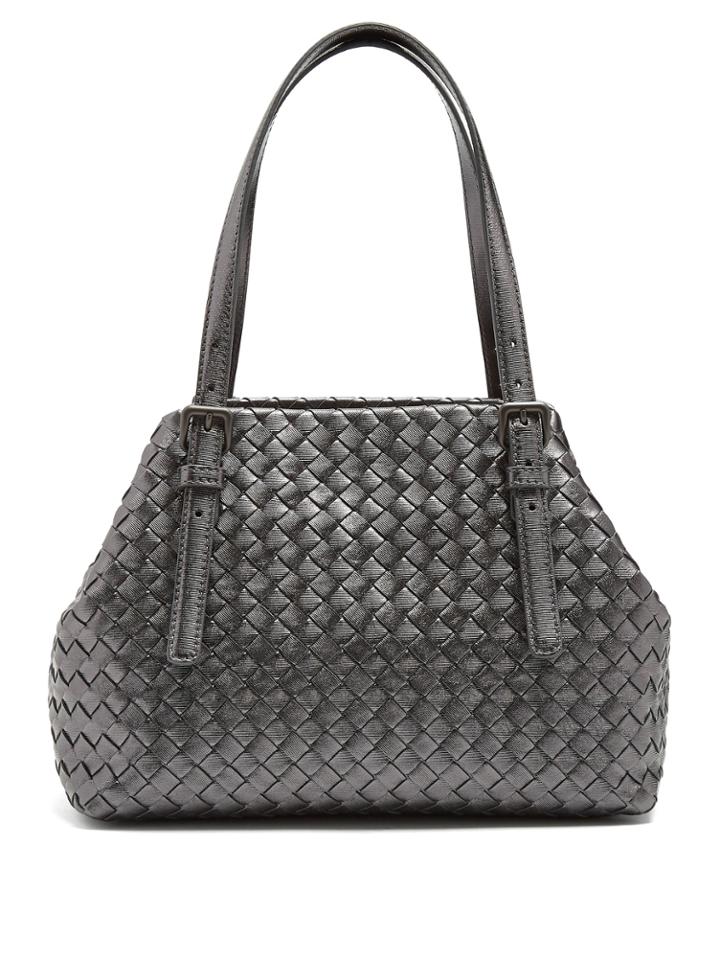 Bottega Veneta Intrecciato Metallic Small Leather Tote