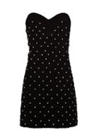 Matchesfashion.com Saint Laurent - Crystal Embellished Smocked Velvet Mini Dress - Womens - Black