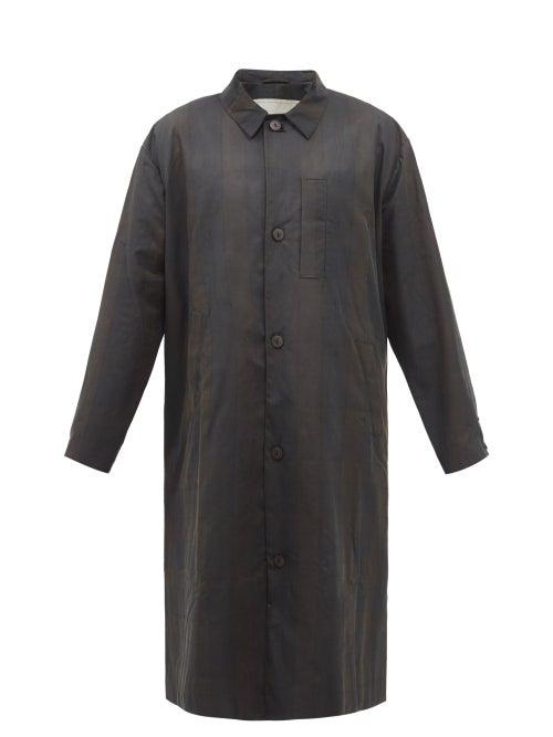 Toogood - The Messenger Checked Cotton Overcoat - Mens - Black