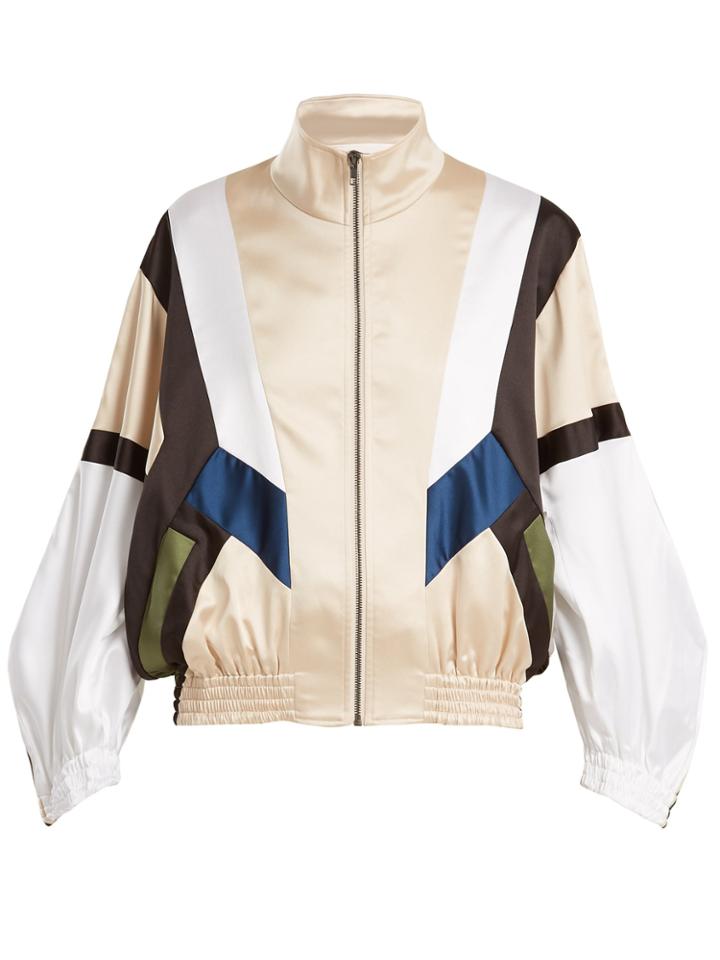 Koché Contrast-panel Zip-through Satin Track Top