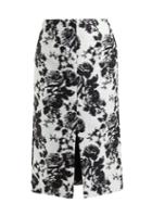 Matchesfashion.com Erdem - Rhetta Rosechine Jacquard Pencil Skirt - Womens - Black White