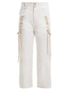 See By Chloé Lace-up Cropped Denim Jeans