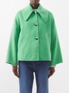 Ganni - Oversized-collar Felt Jacket - Womens - Bright Green