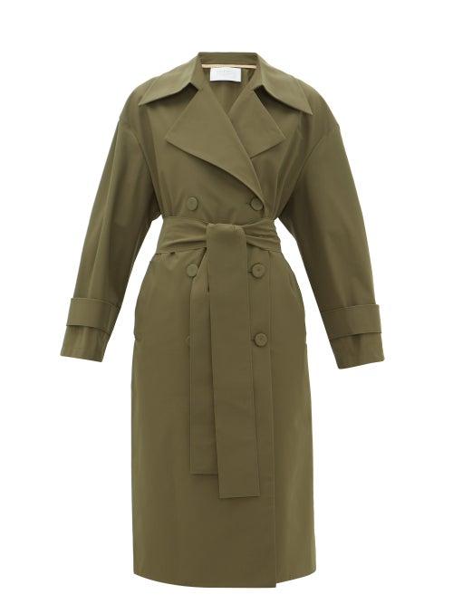 Matchesfashion.com Harris Wharf London - Double-breasted Technical-gabardine Trench Coat - Womens - Dark Green