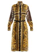 Versace Baroque And Animal-print Silk-twill Shirtdress