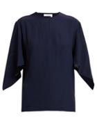 Matchesfashion.com Chlo - Drape Sleeved Silk Blouse - Womens - Navy
