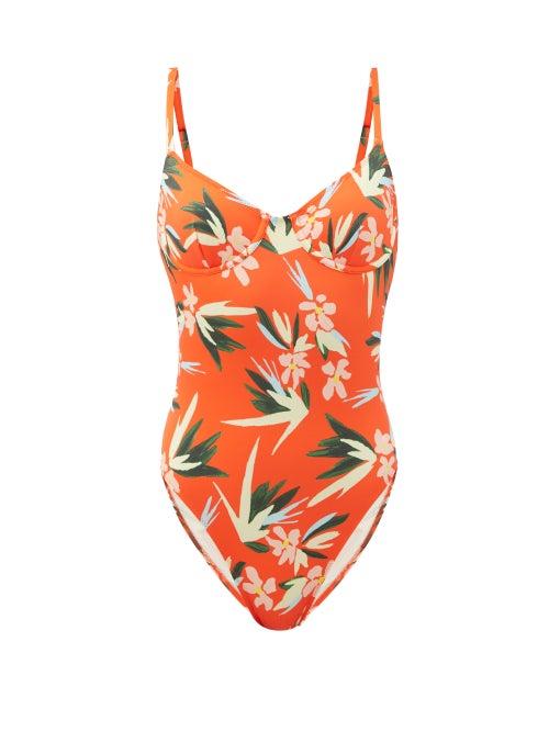Matchesfashion.com Solid & Striped - The Taylor Floral-print Swimsuit - Womens - Orange Multi
