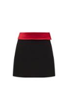 Maximilian - A-line Satin-belt Felt Mini Skirt - Womens - Black