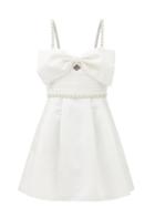Self-portrait - Bow-tied Crystal-embellished Taffeta Mini Dress - Womens - White