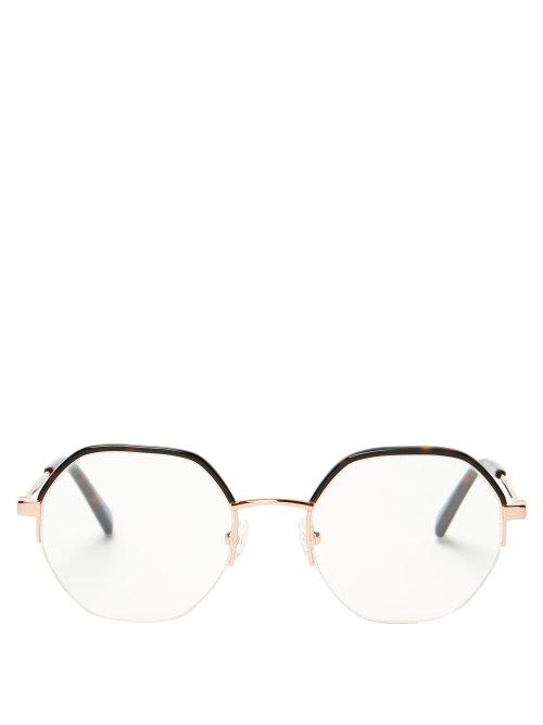 Matchesfashion.com Stella Mccartney - Half Rim Geometric Metal Glasses - Womens - Black Silver