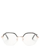Matchesfashion.com Stella Mccartney - Half Rim Geometric Metal Glasses - Womens - Black Silver