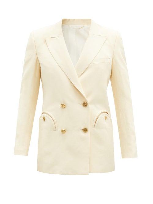 Matchesfashion.com Blaz Milano - Savannah Double-breasted Linen-blend Blazer - Womens - Cream