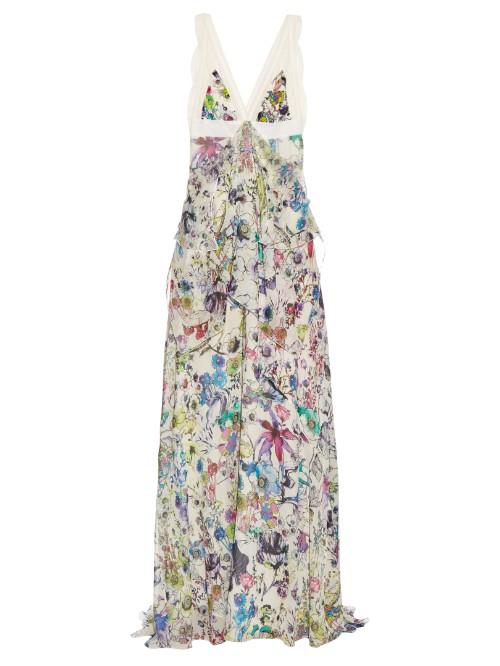 Roberto Cavalli Astro Garden-print Silk-georgette Gown