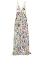Roberto Cavalli Astro Garden-print Silk-georgette Gown