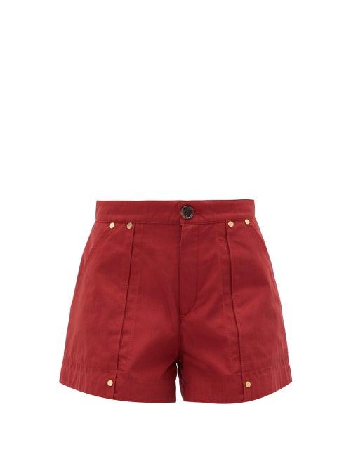 Matchesfashion.com Chlo - High Rise Cotton Poplin Shorts - Womens - Dark Red