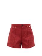 Matchesfashion.com Chlo - High Rise Cotton Poplin Shorts - Womens - Dark Red