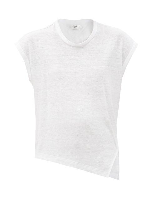 Matchesfashion.com Isabel Marant Toile - Kella Slit-hem Linen-jersey T-shirt - Womens - White
