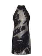 Roberto Cavalli Bi-colour Sequin-embellished Halterneck Dress