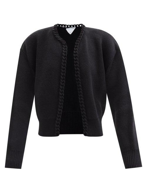 Bottega Veneta - Chain-crochet Shetland-wool Cardigan - Womens - Black