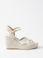 Jimmy Choo - Dellena 100 Leather Wedge Sandals - Womens - Ivory