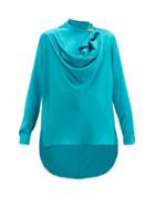 Matchesfashion.com Roksanda - Limela Brooch-embellished Draped Silk-satin Blouse - Womens - Blue