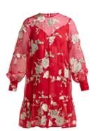 Matchesfashion.com Erdem - Christy Gertrude Embroidered Silk Organza Dress - Womens - Red Multi