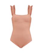 Matchesfashion.com Ephemera - Ruffled-strap Swimsuit - Womens - Pink