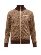 Palm Angels - Logo-print Leopard-jacquard Jersey Track Jacket - Mens - Beige Multi