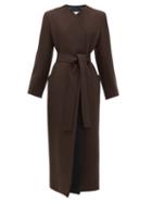 Matchesfashion.com The Row - Brie Waist-tie Double-lapel Wool-blend Coat - Womens - Dark Brown