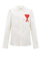 Matchesfashion.com Ami - Ami De Coeur Appliqu Cotton Oxford Shirt - Mens - White