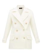Matchesfashion.com Balmain - Double Breasted Wool Felt Pea Coat - Womens - White