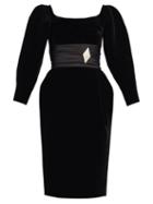 Matchesfashion.com Alexandre Vauthier - Off-the-shoulder Velvet Midi Dress - Womens - Black
