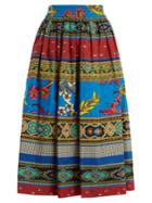 Etro Jungle-print Gathered Cotton Midi Skirt