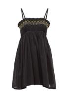 Ladies Beachwear Anaak - Rosa Shirred Cotton-khadi Mini Dress - Womens - Black