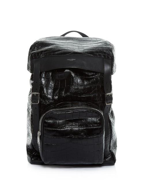 Saint Laurent Crocodile-effect Leather Backpack