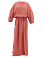 Matchesfashion.com Albus Lumen - Licentia Draped Cotton Maxi Dress - Womens - Pink