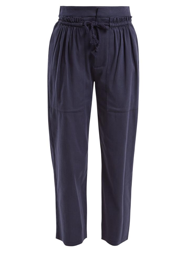 See By Chloé Tie-waist Cropped Cotton-blend Trousers