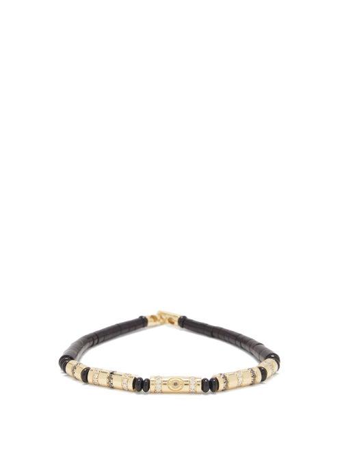 Matchesfashion.com Luis Morais - Diamond & 18kt Gold Onyx-beaded Bracelet - Mens - Black Gold