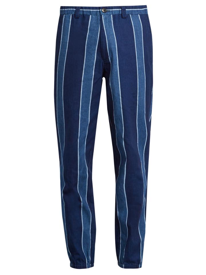 Blue Blue Japan Slim-fit Linen-blend Trousers