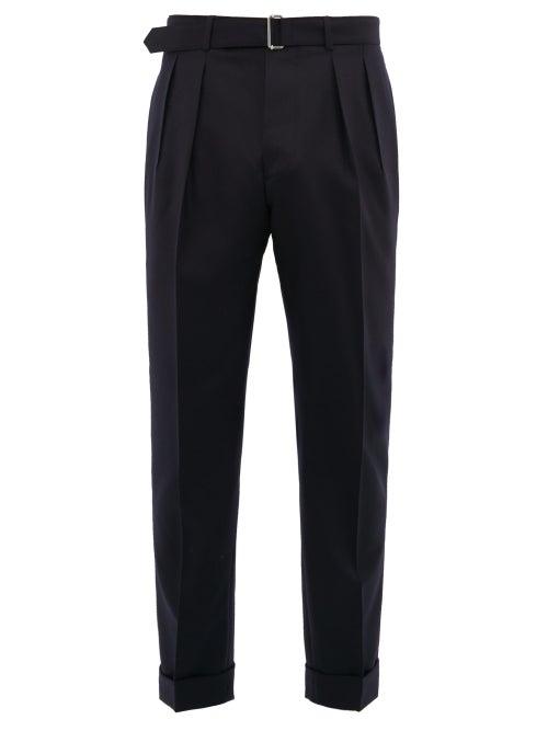 Matchesfashion.com Officine Gnrale - Pierre Double Pleated Wool Twill Trousers - Mens - Navy