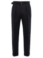 Matchesfashion.com Officine Gnrale - Pierre Double Pleated Wool Twill Trousers - Mens - Navy